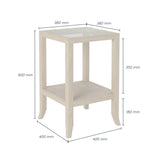 DI Designs Witley Natural Oak Wood Rattan & Glass Square Side Table