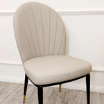 Lucien 180cm Gold Dining Table with Pandora Gold Sintered Stone Top + Etta Beige PU Leather Dining Chairs-Esme Furnishings
