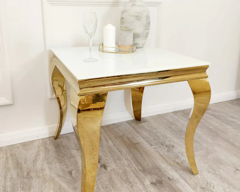 Louis Gold 60cm Ceramic Sintered Stone Lamp End Table - 3 Colors
