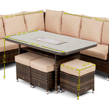 Edward Garden Corner Dining with Lift Table Mixed Natural Weave