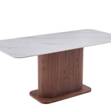 Ellie 180cm Walnut & White Ceramic Sintered Marble Dining Table