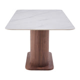 Ellie 180cm Walnut & White Ceramic Sintered Marble Dining Table