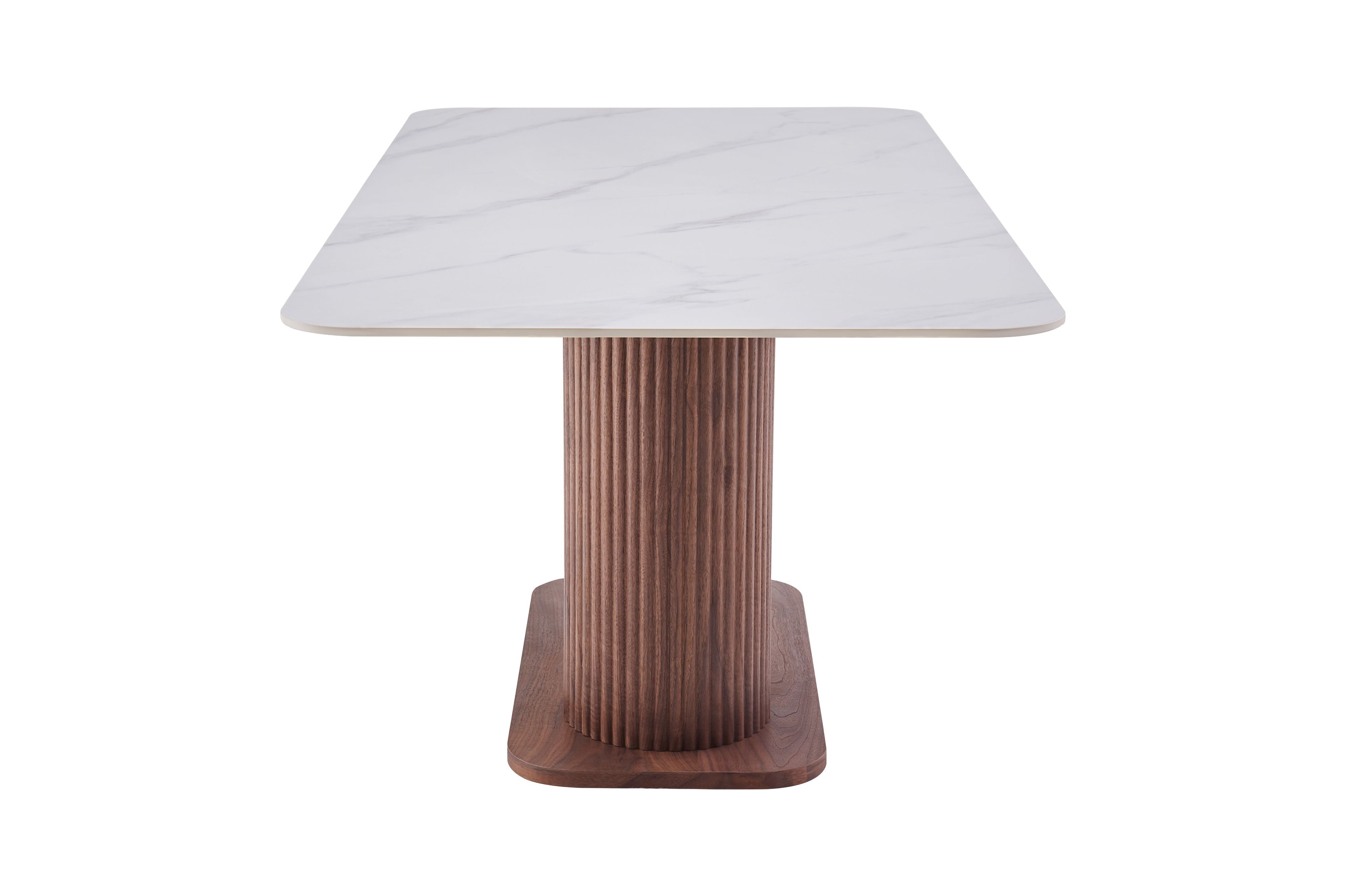 Ellie 180cm Walnut & White Ceramic Sintered Marble Dining Table