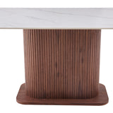 Ellie 180cm Walnut & White Ceramic Sintered Marble Dining Table