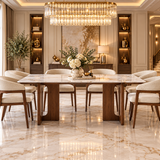 Rinato Walnut Dining Table with Zara Taupe Chairs