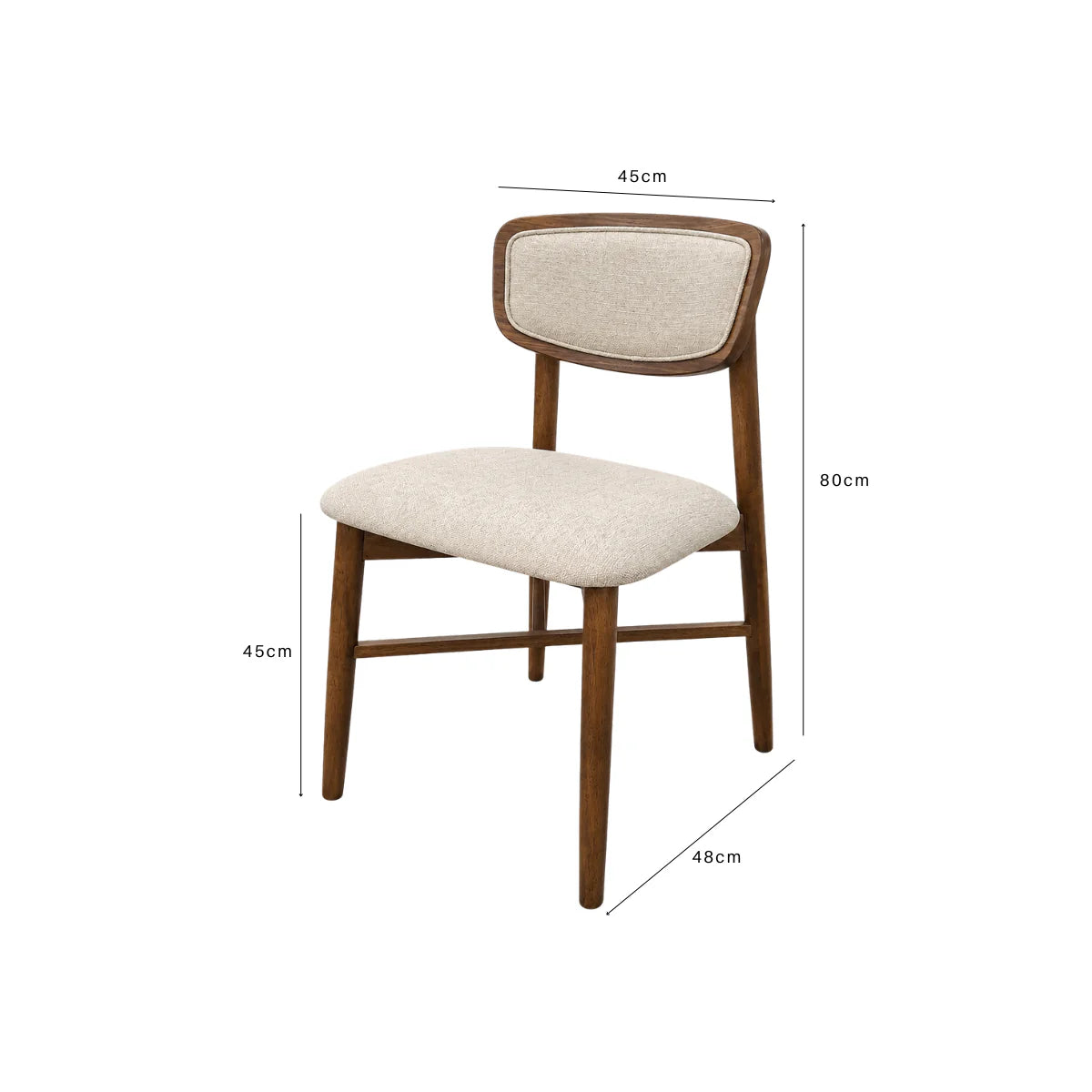 Elegantia Walnut Wooden Boucle Fabric Dining Chair