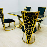 Elina 180cm Gold Marble Dining Table Set with Vienna Chairs