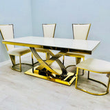 Elina 160cm Gold Marble Dining Table with Vienna Chairs