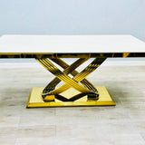 Elina 160cm Gold Marble Dining Table with Porado Chairs