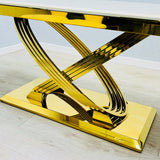 Elina 180cm Gold Marble Dining Table with Porado Chairs