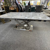 Elina Luxury Grey Marble Dining Table with Henley Ring Knocker Chairs