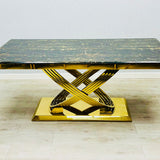 Elina 180cm Gold Marble Dining Table Set with Vienna Chairs