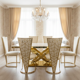 Elina 180cm Gold Marble Dining Table Set with Vienna Chairs