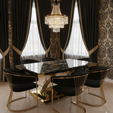 Elina 160cm Gold Marble Dining Table with Porado Chairs