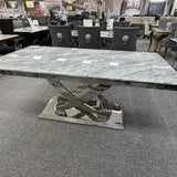 Elina Luxury Grey Marble Dining Table with Vienna Grey Chairs