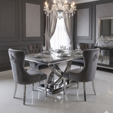 Elina Luxury Grey Marble Dining Table with Henley Ring Knocker Chairs