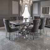 Elina Luxury Grey Marble Dining Table with Henley Ring Knocker Chairs