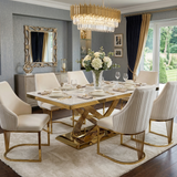Elina 180cm Gold Marble Dining Table Set with Lasco Gold Chairs