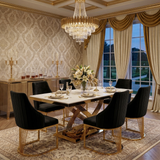 Elina 180cm Gold Marble Dining Table Set with Lasco Gold Chairs