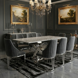 Elina Luxury Grey Marble Dining Table with Lasco Grey Chairs