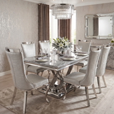 Elina Luxury Grey Marble Dining Table Set with Rocky Chairs