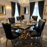 Elina 180cm Gold Marble Dining Table with Rocky Chairs