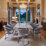 Elina Luxury Grey Marble Dining Table with Porado Grey Chairs