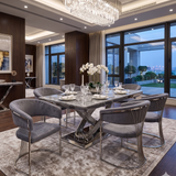 Elina Luxury Grey Marble Dining Table with Porado Grey Chairs