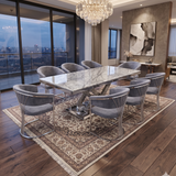 Elina Luxury Grey Marble Dining Table with Porado Grey Chairs
