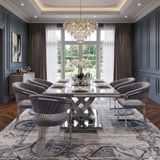 Elina Luxury Grey Marble Dining Table with Porado Grey Chairs