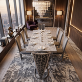 Elina Luxury Grey Marble Dining Table with Vienna Grey Chairs