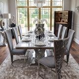 Elina Luxury Grey Marble Dining Table with Vienna Grey Chairs
