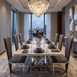 Elina Luxury Grey Marble Dining Table with Vienna Grey Chairs