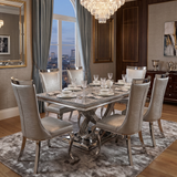 Elina Luxury Grey Marble Dining Table Set with Rocky Chairs