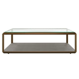 DI Designs Elmley Grey Shagreen Brass & Clear Glass Rectangle Coffee Table