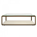 DI Designs Elmley Ivory Shagreen Brass & Clear Glass Rectangle Coffee Table