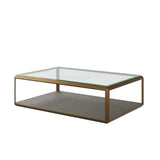 DI Designs Elmley Grey Shagreen Brass & Clear Glass Rectangle Coffee Table