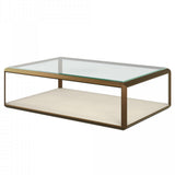 DI Designs Elmley Ivory Shagreen Brass & Clear Glass Rectangle Coffee Table