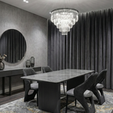 Melbourne 180cm Grey Ribbed Ceramic Marble Dining Table