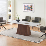 Ezra 200cm Walnut & White Ceramic Marble Dining Table