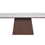 Ezra 200cm Walnut & White Ceramic Marble Dining Table