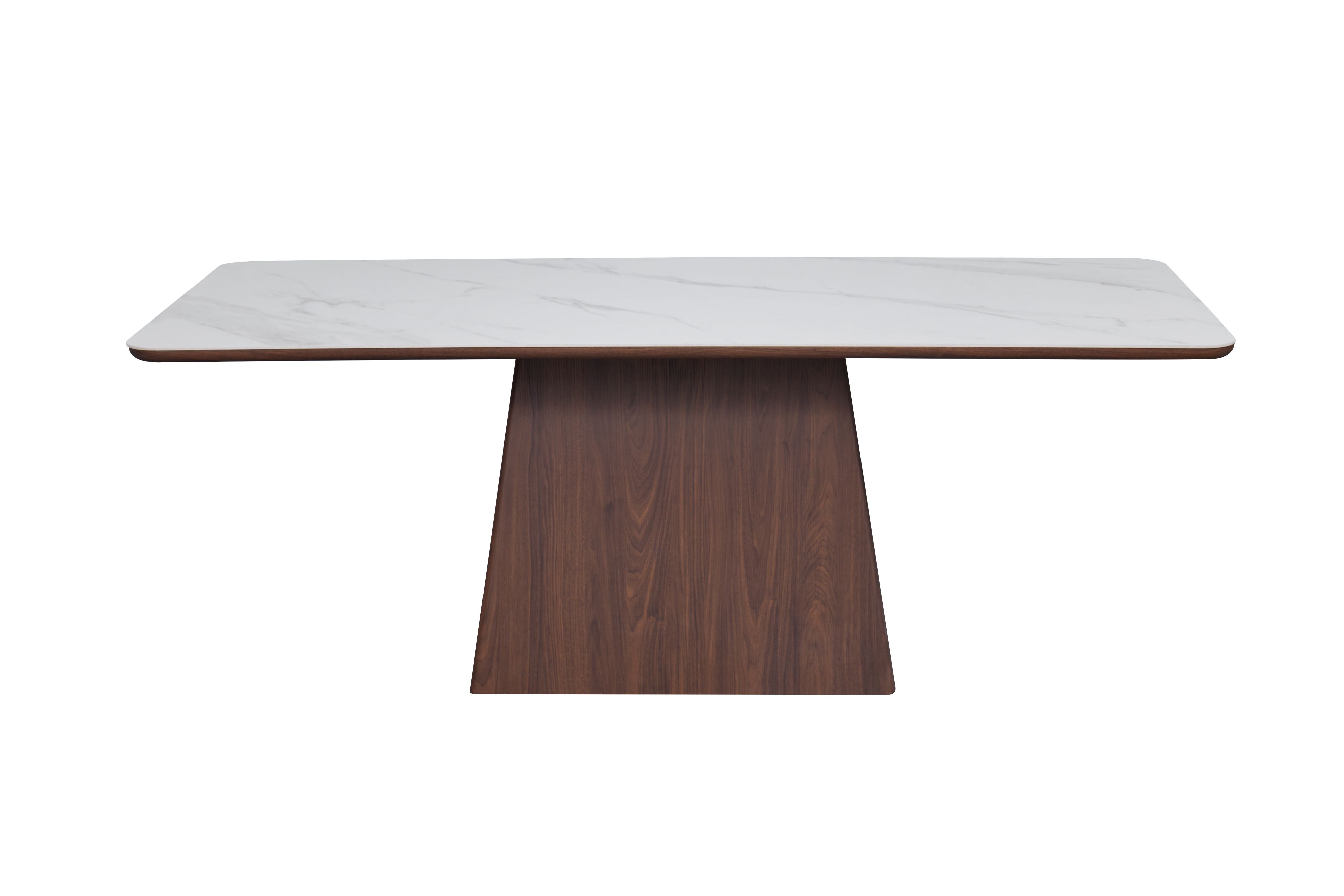 Ezra 200cm Walnut & White Ceramic Marble Dining Table