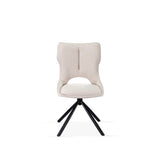 Monaco Pandora Beige Ceramic Marble Extendable Dining Table 160-240cm With Roseland Beige Velvet 360° Swivel Chairs