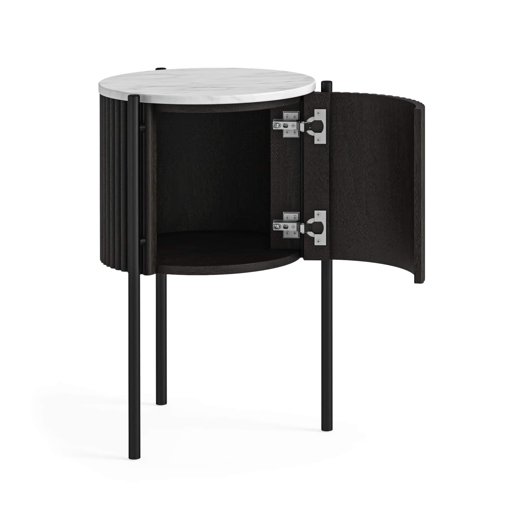Lucerne Story Side Table Black Ribbed Fluted