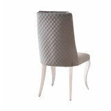 Louis Marble & Chrome Dining Table With Roxy Grey Velvet Chairs