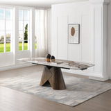 Feretti 180-260cm Italian Pandora Ceramic Marble Side Extending Dining Table With Milo Walnut Wooden Dining Chairs