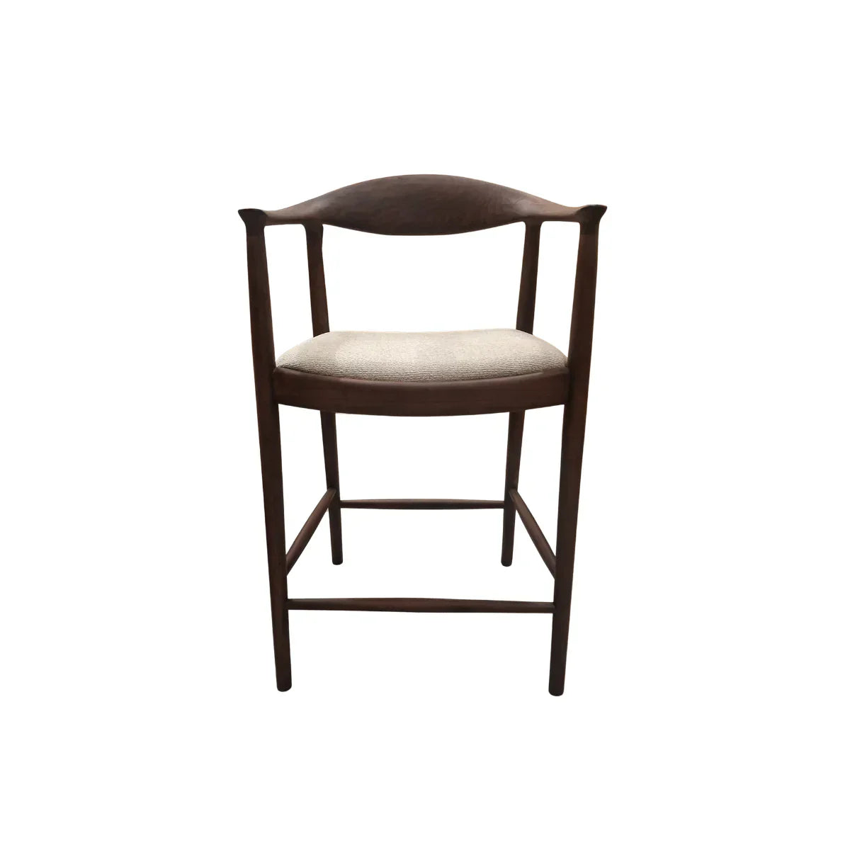Fern Walnut Dark Wooden Ivory Boucle Fabric Bar Stool