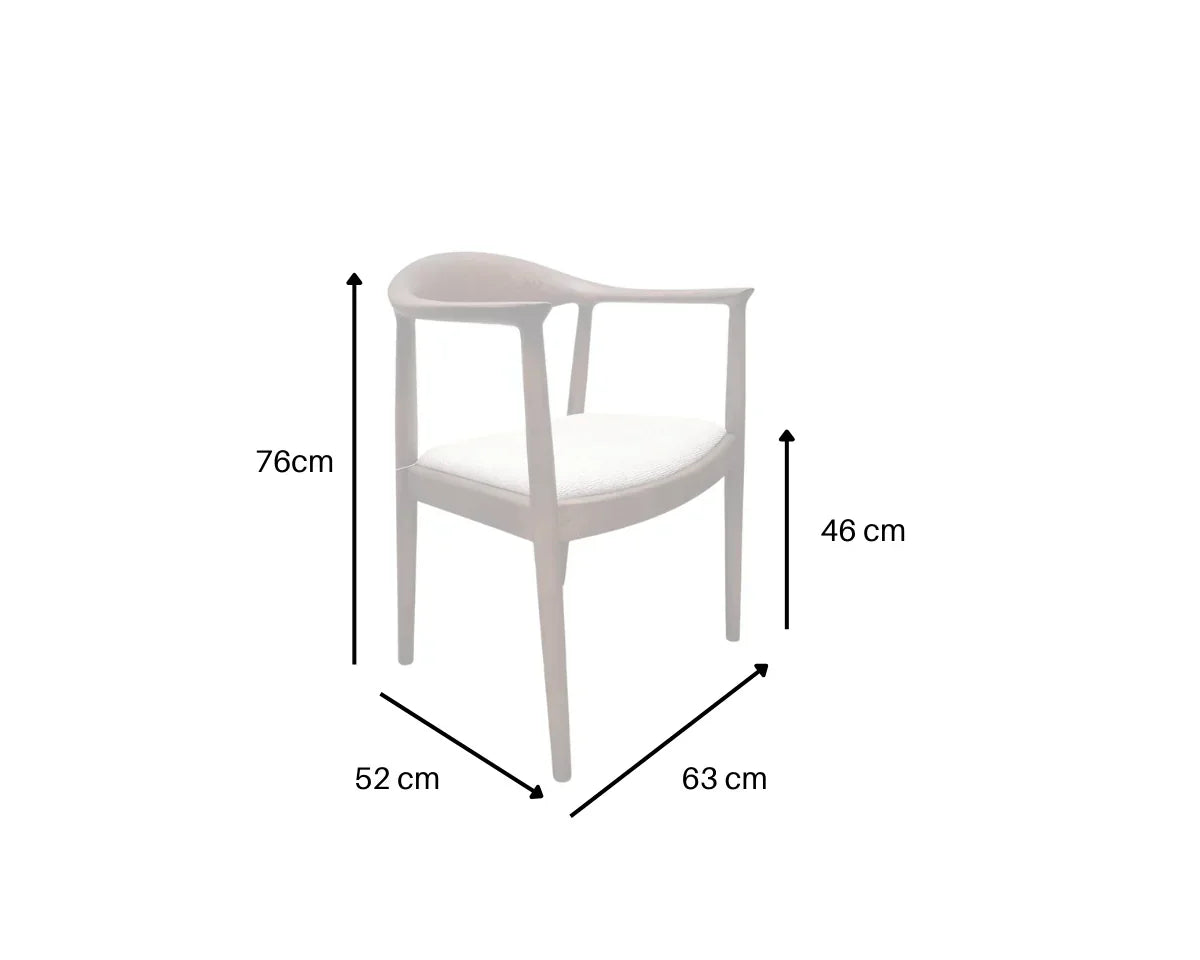 Fern Walnut Dark Wooden Ivory Boucle Fabric Dining Chairs - Pairs