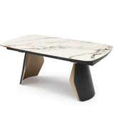 Fidenza 180-260cm Italian Black Ash & Calacatta Verde Ceramic Marble Side Extending Dining Table
