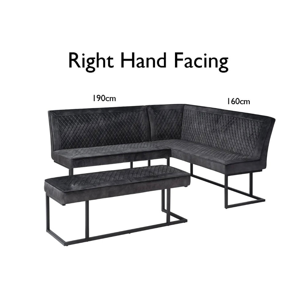 Regent Corner Velvet Bench - Right Hand Facing